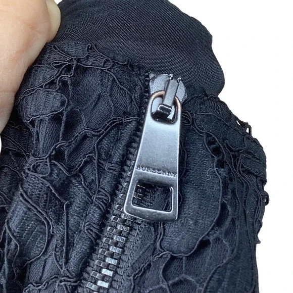 Burberry London Dress Womens 4 Black Lace Floral Fit Flare Sleeveless Pockets S - Picture 7 of 10